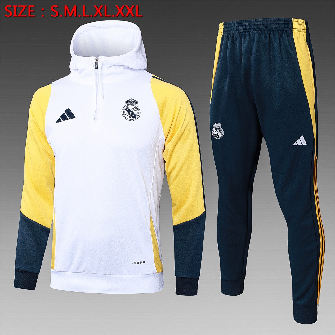 JER-5456_1 Real Madrid 23-24 Half-Zip Hoodie White - 图片 1