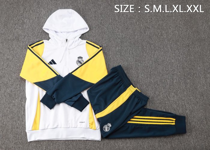 Real Madrid 23-24 Half-Zip Hoodie White - 图片 2