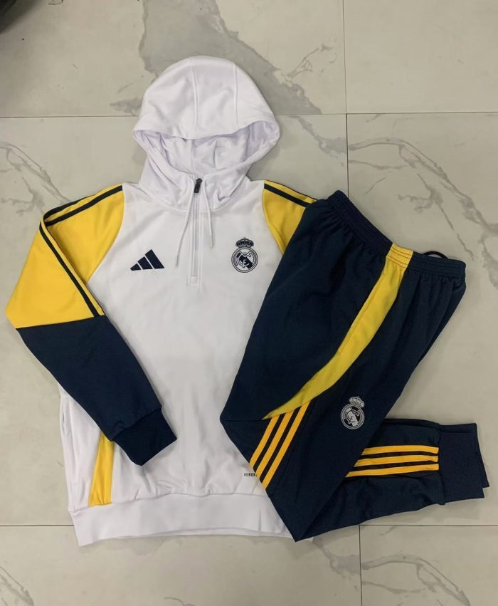 Real Madrid 23-24 Half-Zip Hoodie White - 图片 9