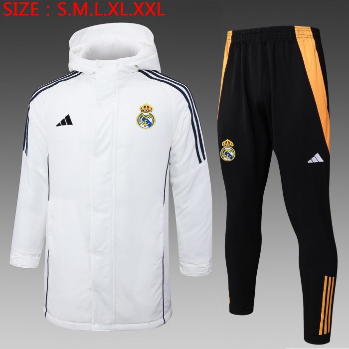 Real Madrid 24/25 White Cotton Jacket (Colorful Logo) - 图片 2