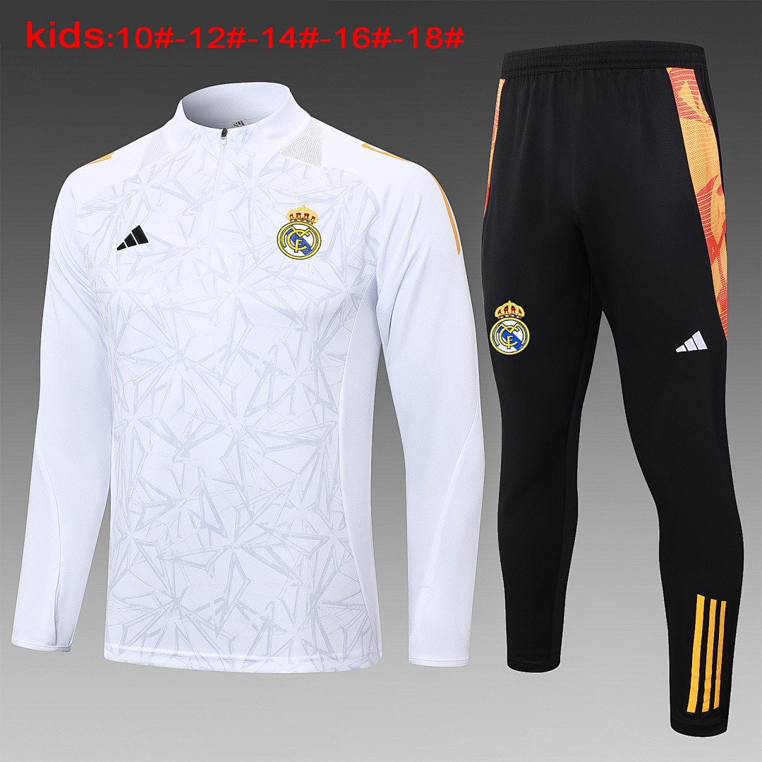 JER-5460_1 Real Madrid 24-25 White Splatter Kids Training Set - 图片 1