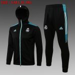 Real Madrid 21-22 Long Zip Hoodie Black with Blue Zipper