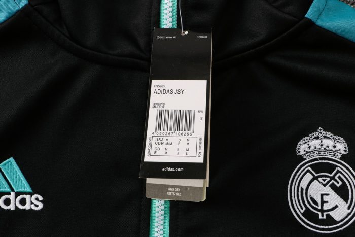 Real Madrid 21-22 Long Zip Hoodie Black with Blue Zipper - 图片 4