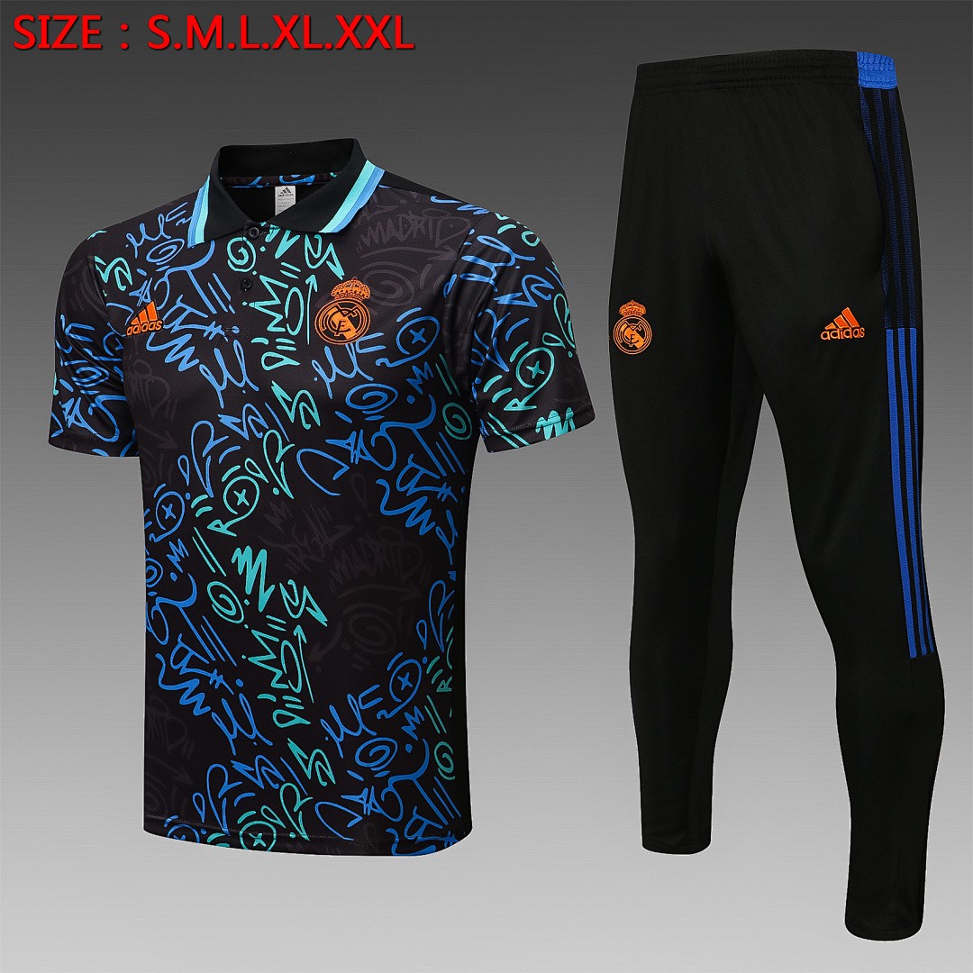 JER-5463_1 Real Madrid Polo Full Body Splatter Dark Gray - 图片 1