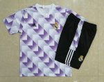 Real Madrid 22-23 White Splatter Print Short Sleeve Training Set with 5-Inch Shorts - 图片 9