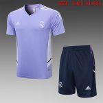 Real Madrid 22-23 Light Purple Short Sleeve Training Set with 5-Panel Shorts