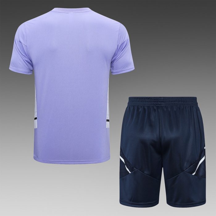 Real Madrid 22-23 Light Purple Short Sleeve Training Set with 5-Panel Shorts - 图片 7