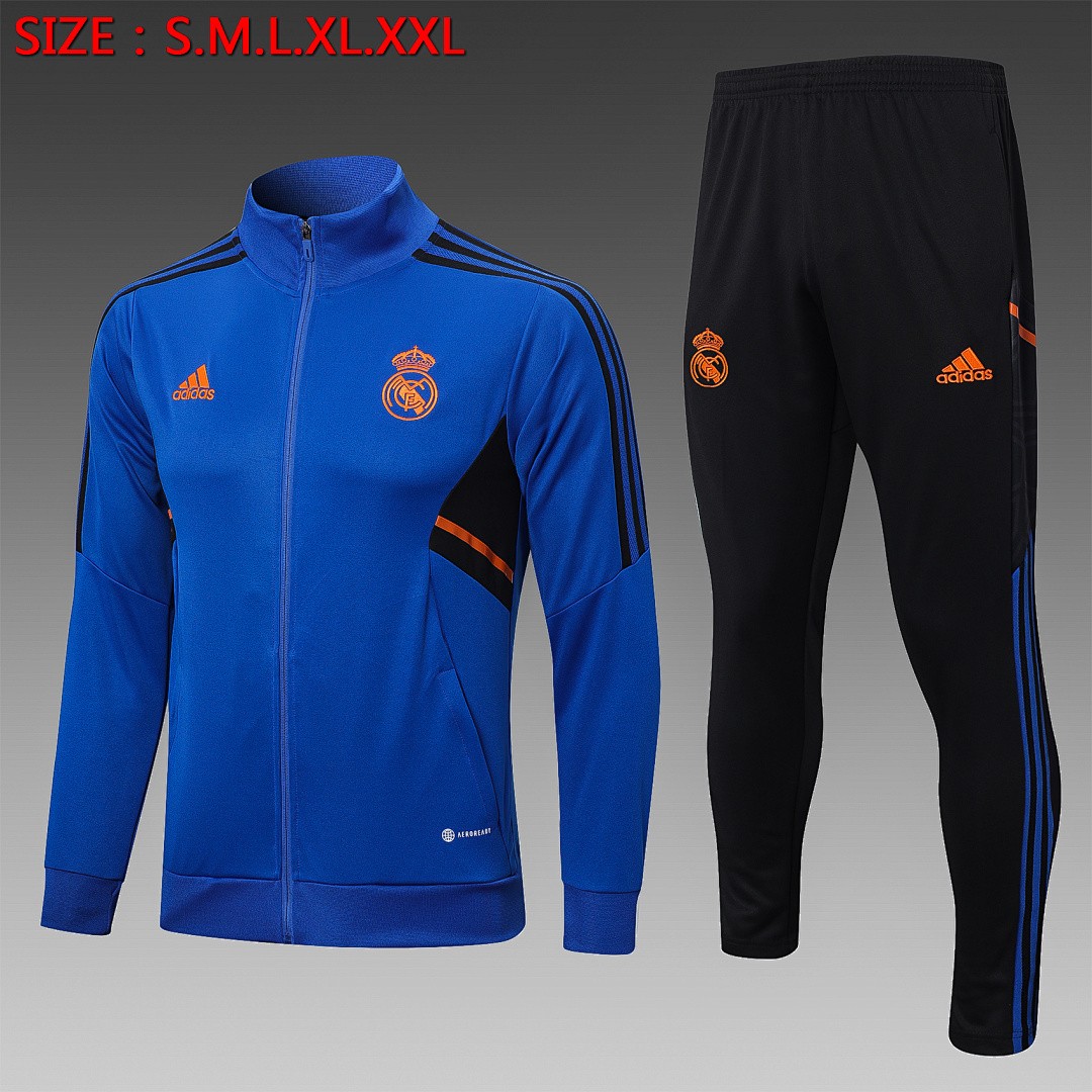JER-5467_1 Real Madrid 22/23 Long Zip Jacket Colorful Blue (Black Trim) - 图片 1
