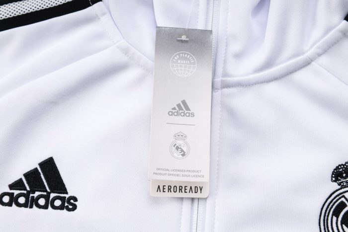 Real Madrid 22/23 Long Zip Jacket White with Black Trim - 图片 5