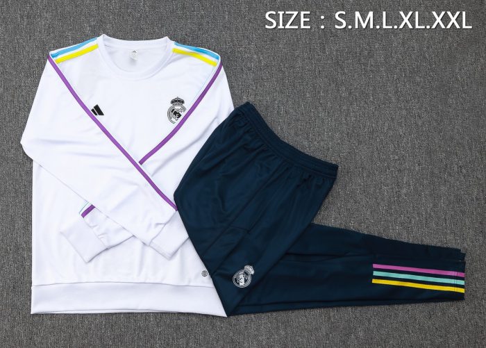 Real Madrid 23-24 White Long Sleeve Round Neck - 图片 2
