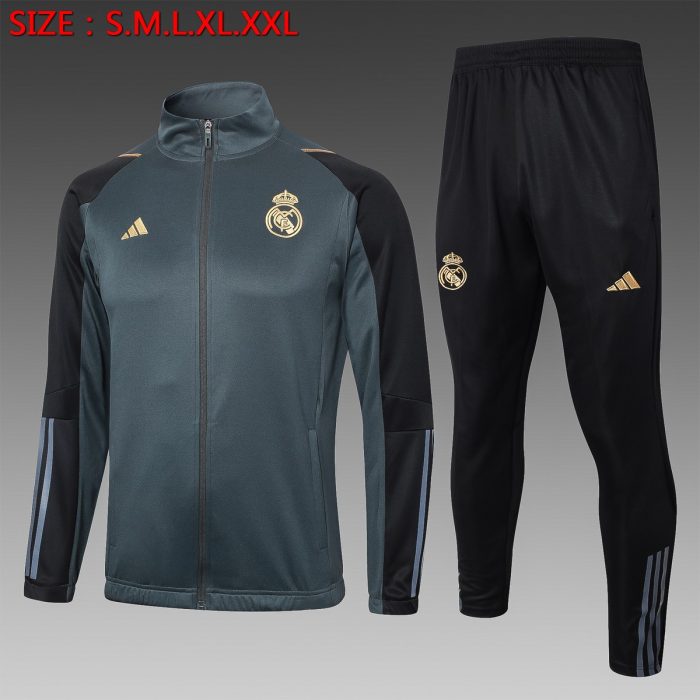 Real Madrid 23/24 Long Zip Jacket Dark Green - 图片 8