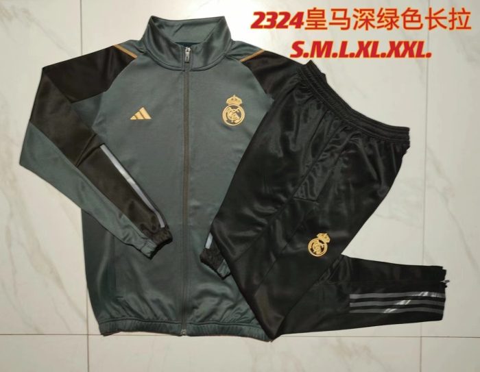 Real Madrid 23/24 Long Zip Jacket Dark Green - 图片 9