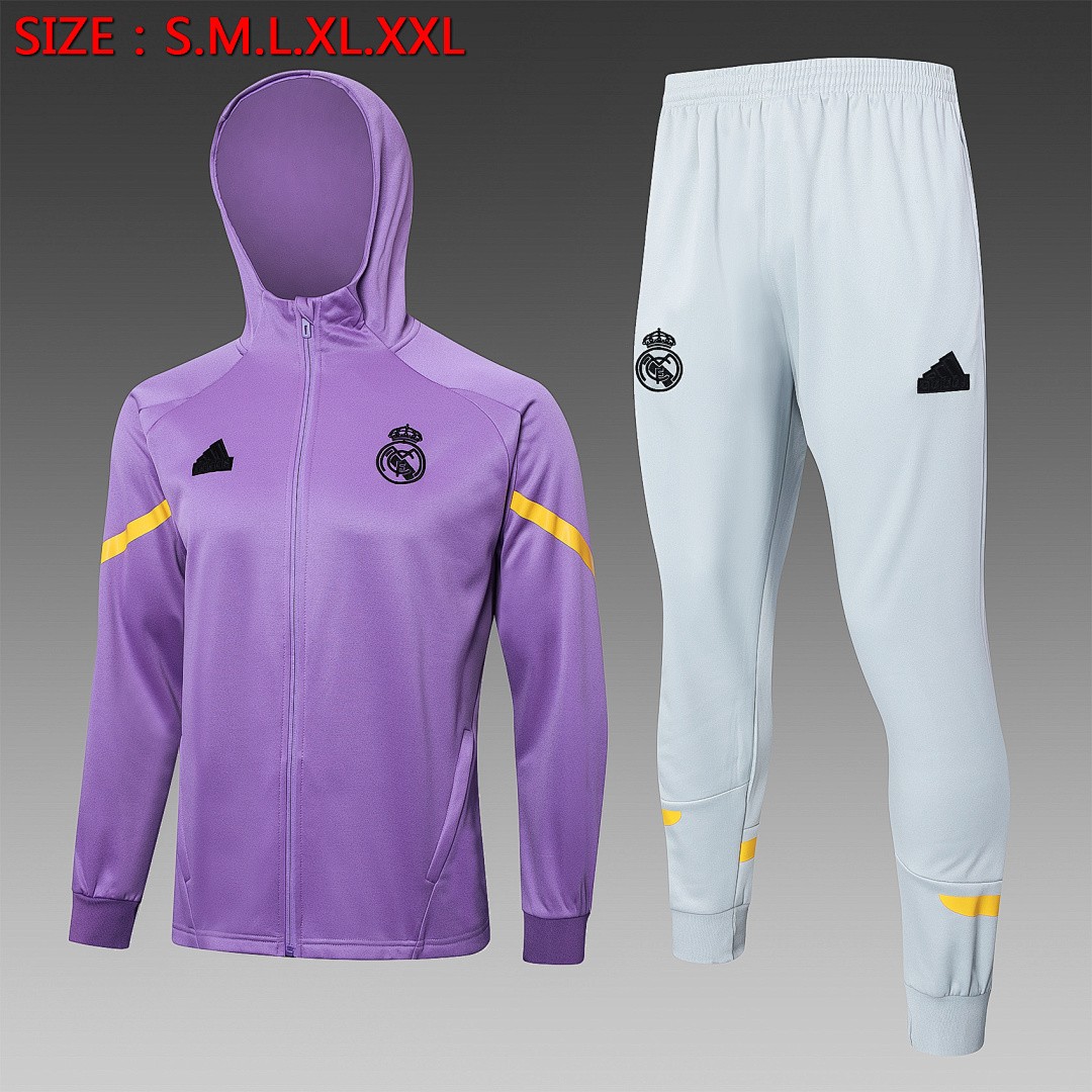 JER-5473_1 Real Madrid 24/25 Long Zip Hoodie Purple - 图片 1