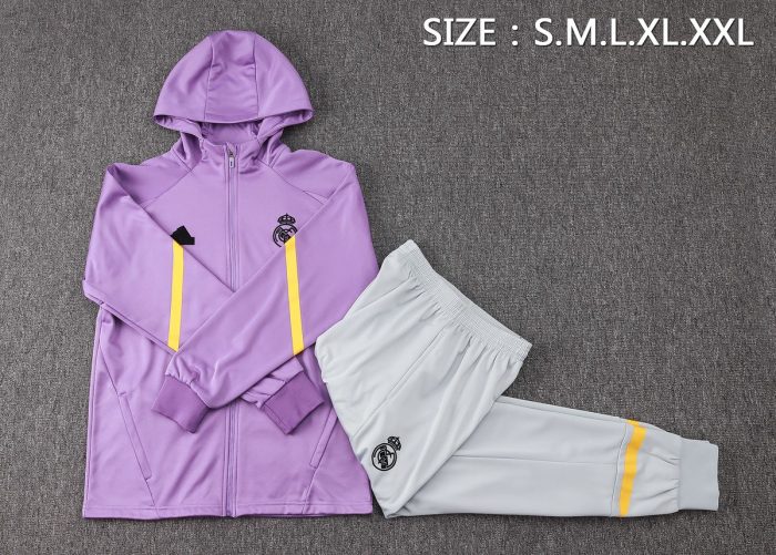Real Madrid 24/25 Long Zip Hoodie Purple - 图片 2