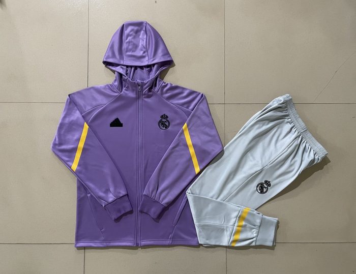 Real Madrid 24/25 Long Zip Hoodie Purple - 图片 9
