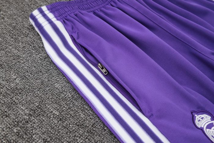 Real Madrid Purple Retro Long Zipper Jacket - 图片 3