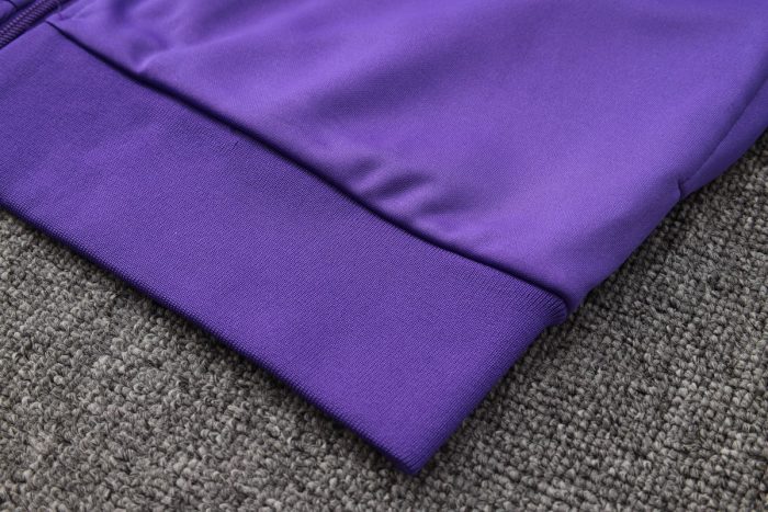 Real Madrid Purple Retro Long Zipper Jacket - 图片 5