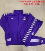 Real Madrid Purple Retro Long Zipper Jacket - 图片 9