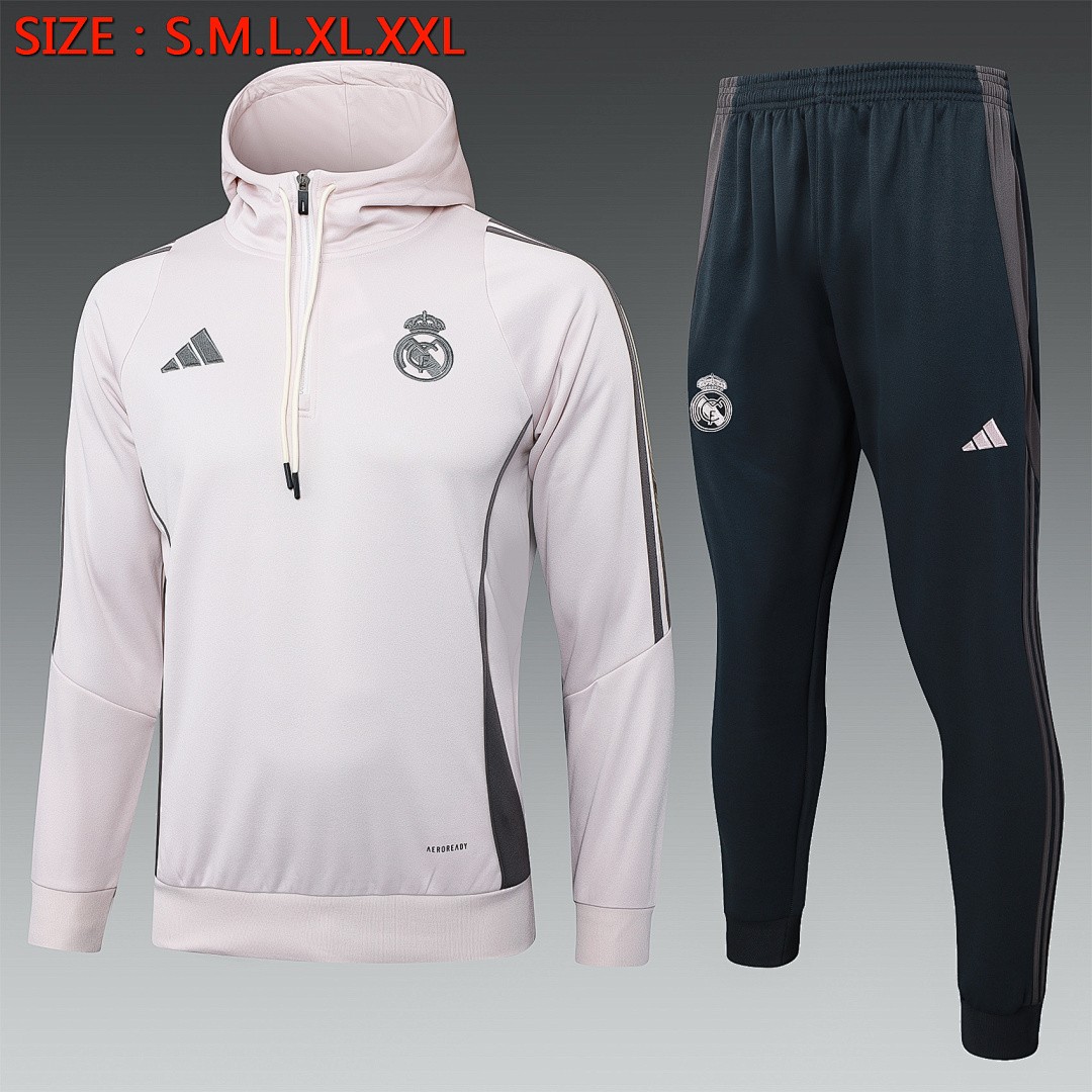 JER-5477_1 Real Madrid 24-25 Half-Zip Hoodie Light Pink - 图片 1