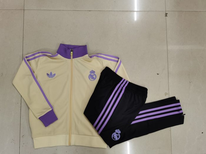 Real Madrid 24-25 Kids' Long Zipper Jacket in Apricot - 图片 3