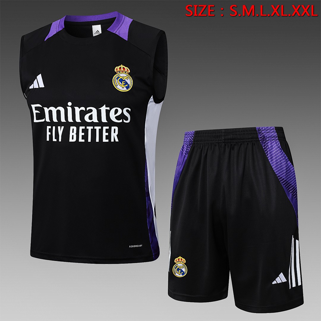 JER-5479_1 Real Madrid 24-25 Vest Black with Purple Collar - 图片 1