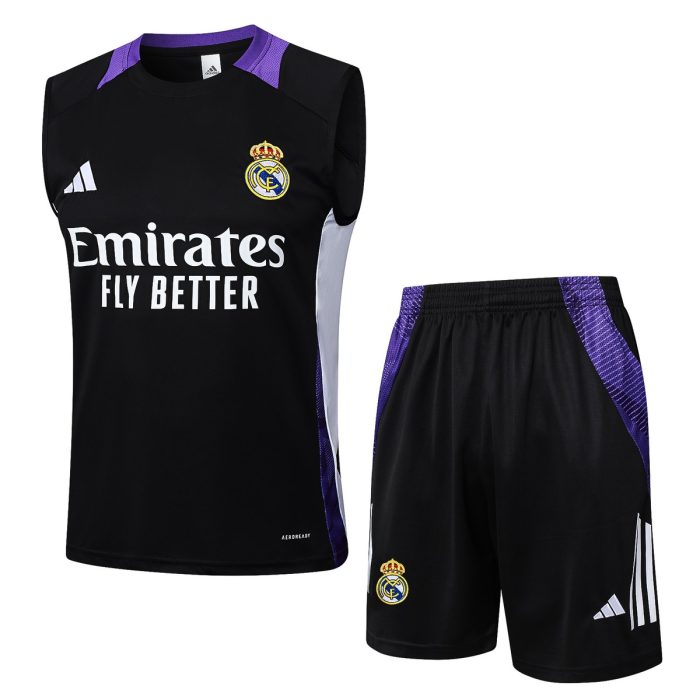 Real Madrid 24-25 Vest Black with Purple Collar - 图片 8