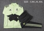Real Madrid Long Zipper Jacket Light Green with Grey Green Sleeves - 图片 2