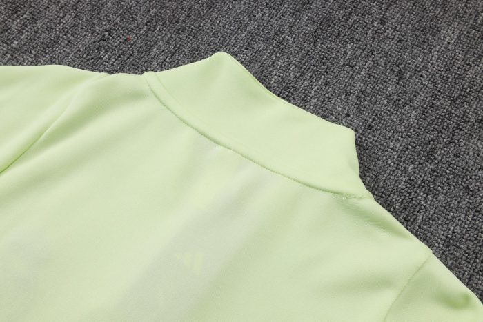Real Madrid Long Zipper Jacket Light Green with Grey Green Sleeves - 图片 5