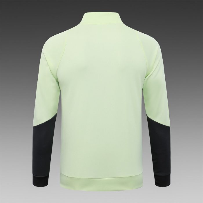 Real Madrid Long Zipper Jacket Light Green with Grey Green Sleeves - 图片 8