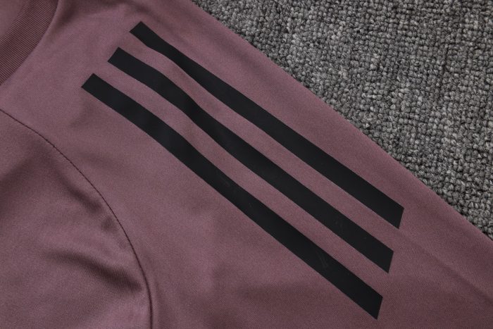 Real Madrid Gray Purple Short Sleeve Training Suit - 图片 6