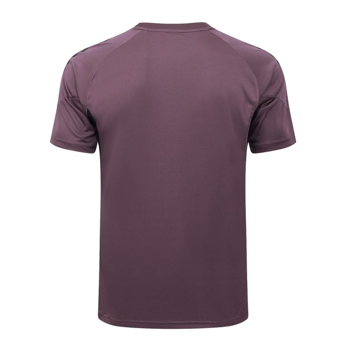 Real Madrid Gray Purple Short Sleeve Training Suit - 图片 7