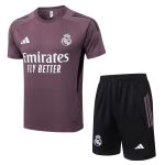 Real Madrid Gray Purple Short Sleeve Training Suit - 图片 8
