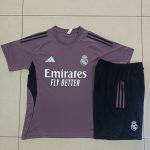 Real Madrid Gray Purple Short Sleeve Training Suit - 图片 9