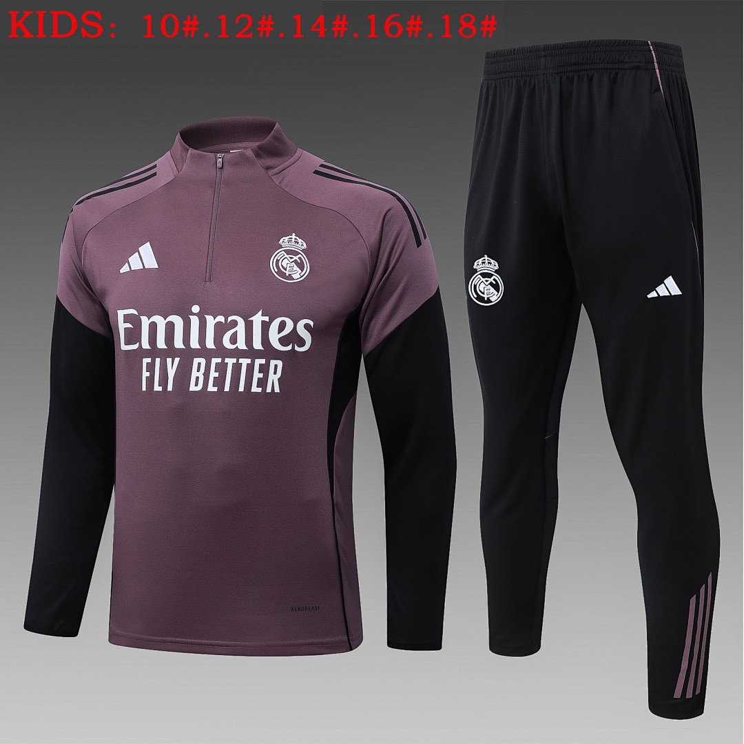 JER-5488_1 Real Madrid Kids' Half-Zip Jacket in Gray Purple - 图片 1