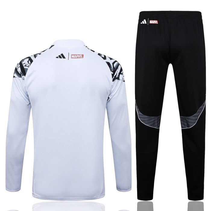 Real Madrid White Half-Zip Jacket with Shoulder Print - 图片 7