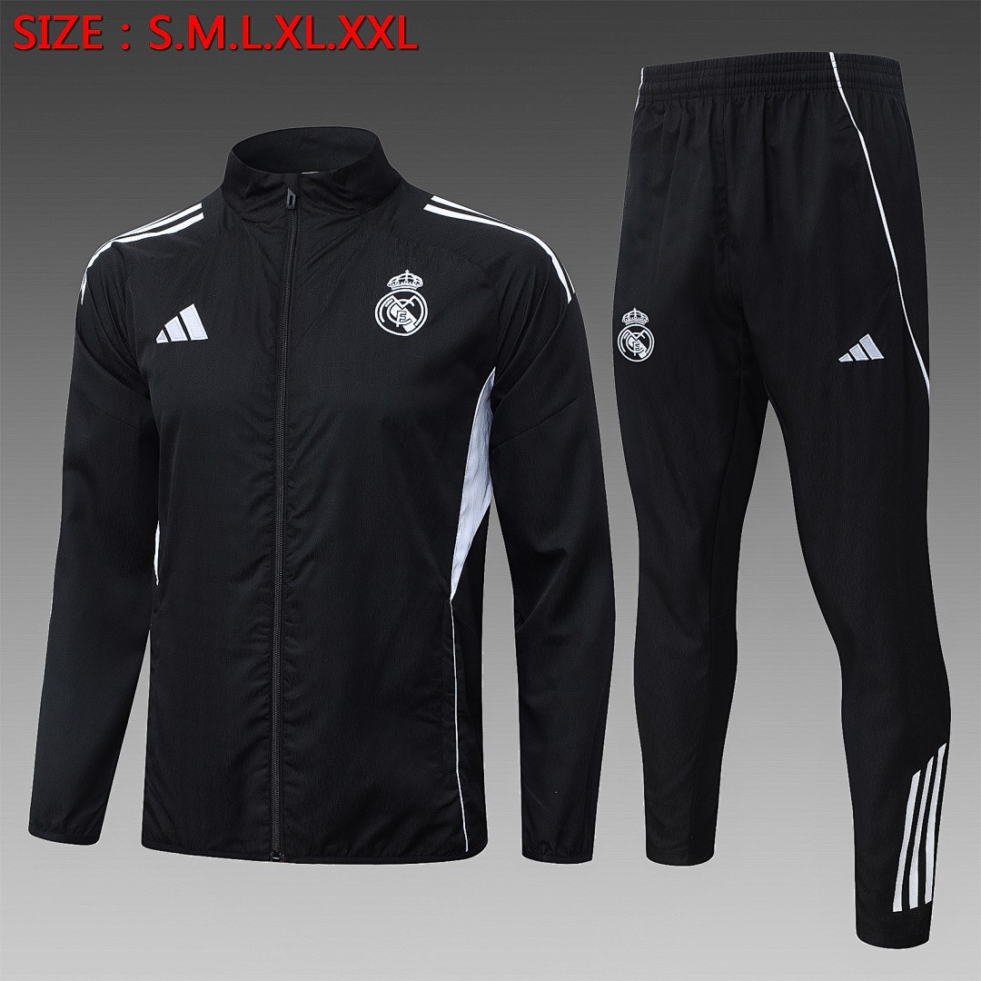 JER-5490_1 Real Madrid 25/26 Black Windbreaker - 图片 1