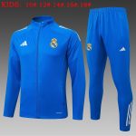 Real Madrid Children's Long Zipper Jacket in Lake Blue with White Trim - 图片 2