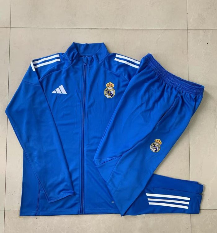 Real Madrid Children's Long Zipper Jacket in Lake Blue with White Trim - 图片 3