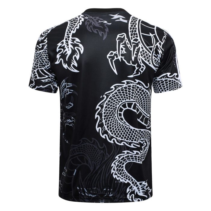 Real Madrid 23-24 Black Ink Splatter Short Sleeve Training Set with Capri Pants (Chinese Dragon) - 图片 7