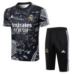 Real Madrid 23-24 Black Ink Splatter Short Sleeve Training Set with Capri Pants (Chinese Dragon) - 图片 8