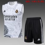 Real Madrid 23-24 White Ink Splatter Vest with 5-Point Shorts (Chinese Dragon)
