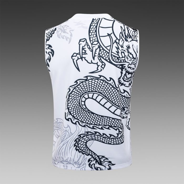 Real Madrid 23-24 White Ink Splatter Vest with 5-Point Shorts (Chinese Dragon) - 图片 8