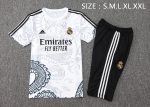 Real Madrid 23-24 White Ink Splatter Chinese Dragon Short Sleeve Training Set with 3/4 Pants - 图片 3
