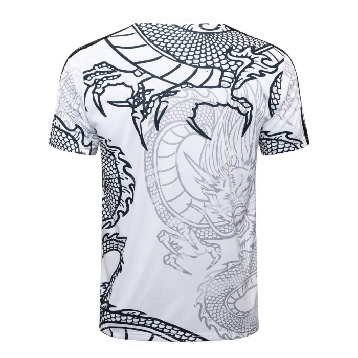 Real Madrid 23-24 White Ink Splatter Chinese Dragon Short Sleeve Training Set with 3/4 Pants - 图片 8
