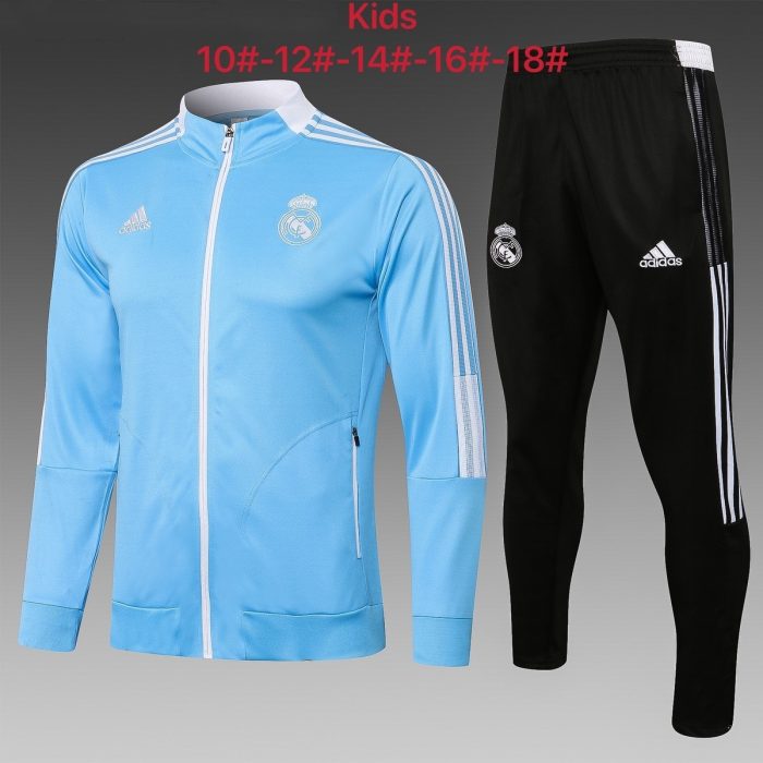 Real Madrid 21-22 Blue Kids Long Zipper Jacket - 图片 2