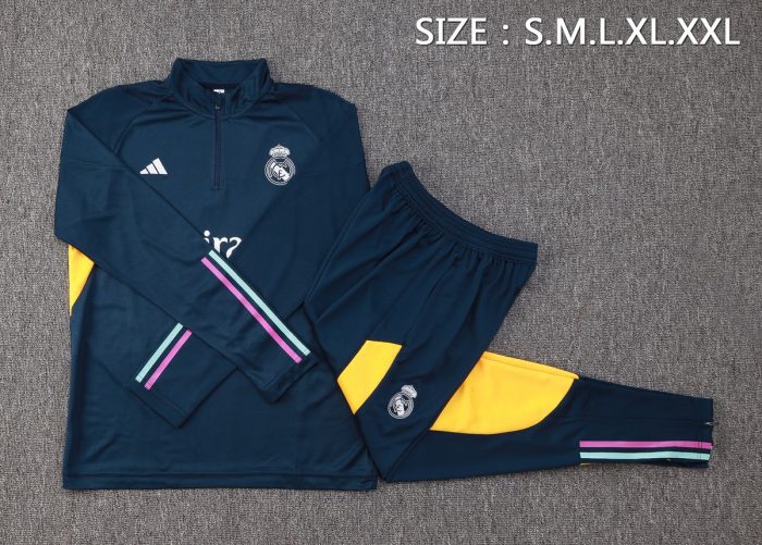 Real Madrid 23-24 Half Zip Jacket Royal Blue - 图片 2