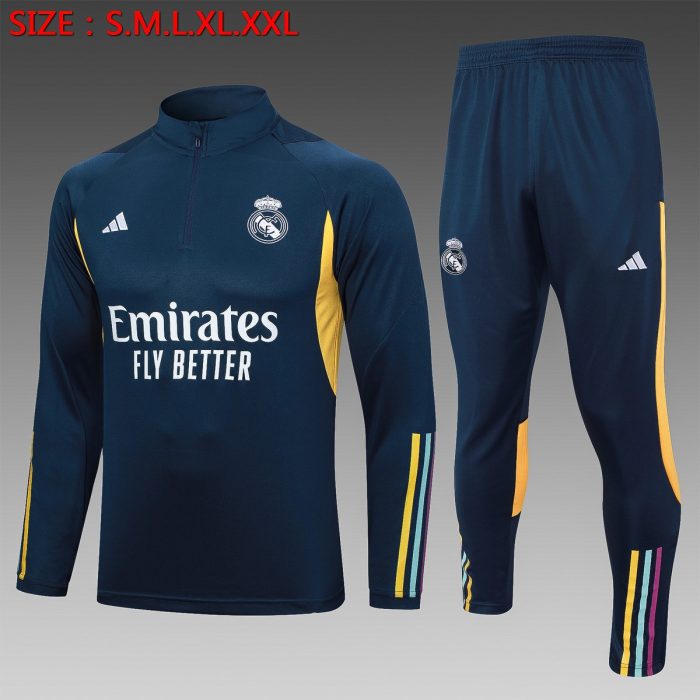 Real Madrid 23-24 Half Zip Jacket Royal Blue - 图片 8