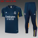 Real Madrid 23-24 Short Sleeve Training Suit in Royal Blue (with Pants)