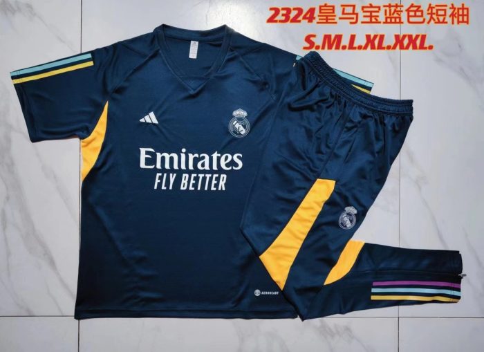 Real Madrid 23-24 Short Sleeve Training Suit in Royal Blue (with Pants) - 图片 9