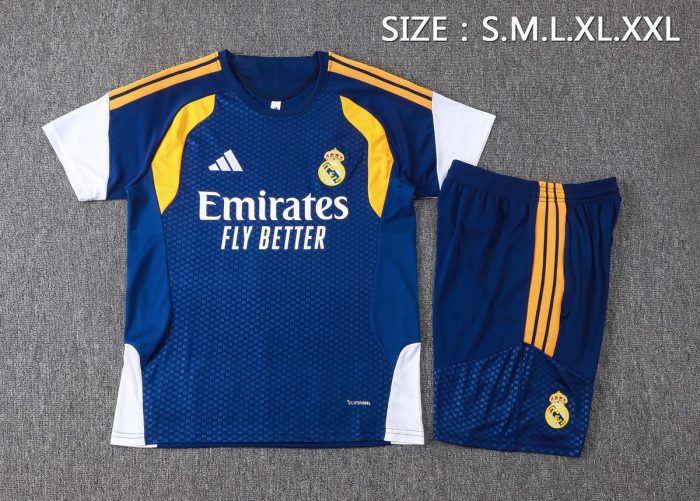 Real Madrid Short Sleeve Training Suit - Blue - 图片 2